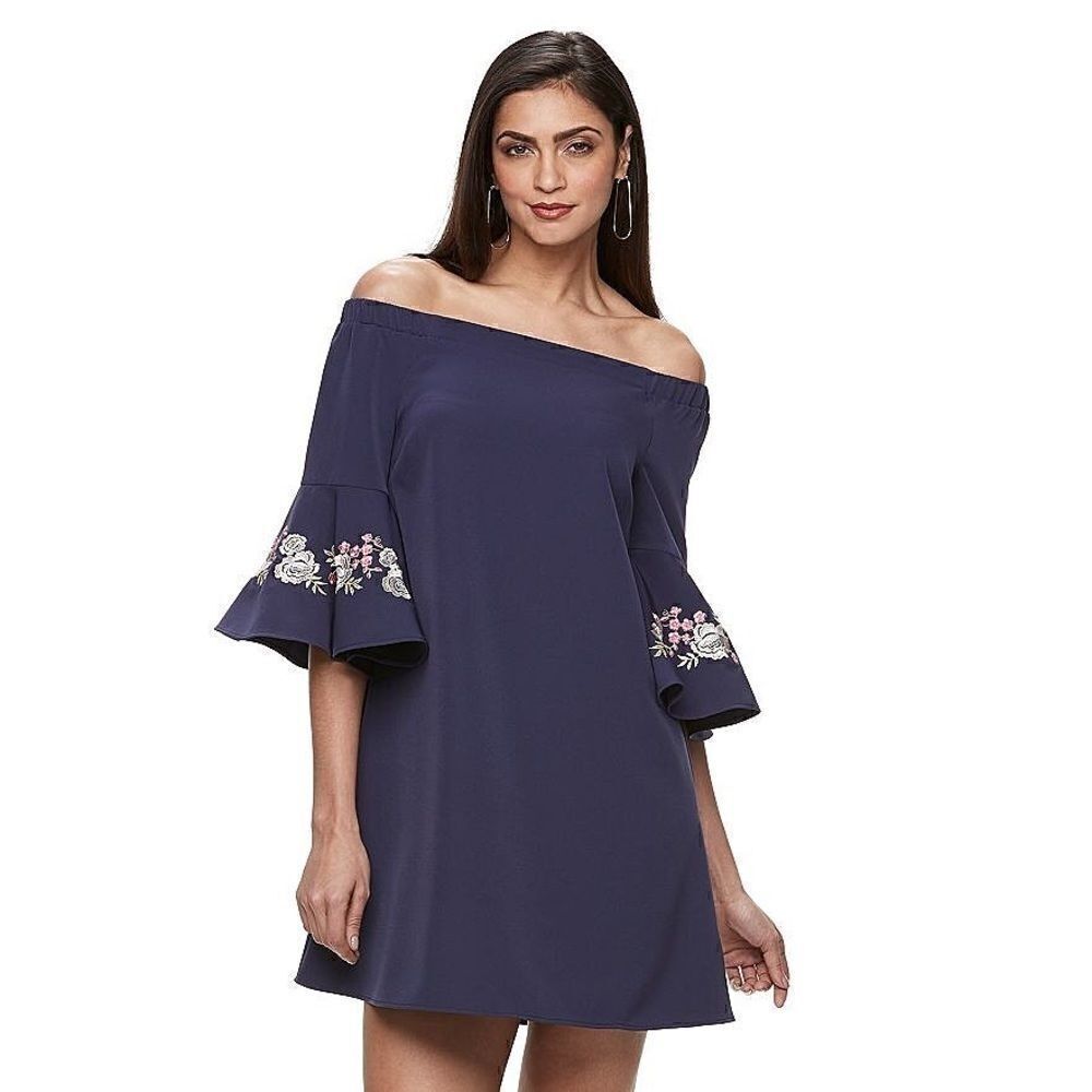 Jennifer Lopez off shoulder embroidered dress xs (E1)